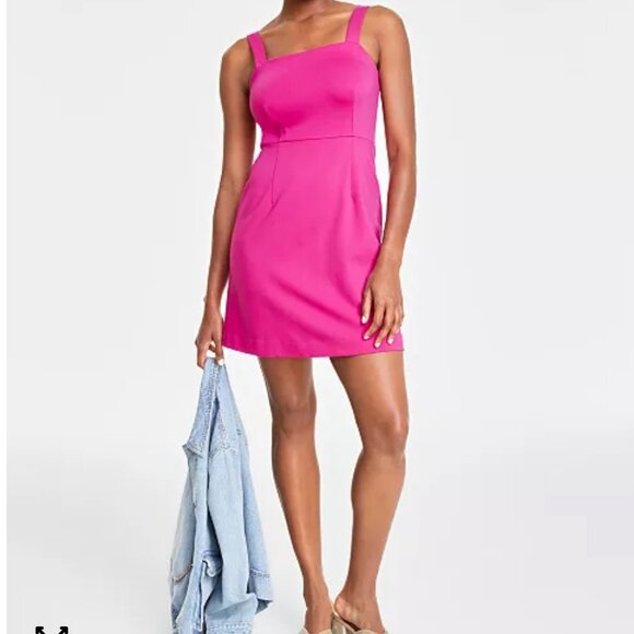 On 34th Solid Ponte Knit Mini Tank Dress Pink - 6 - Picture 1 of 7